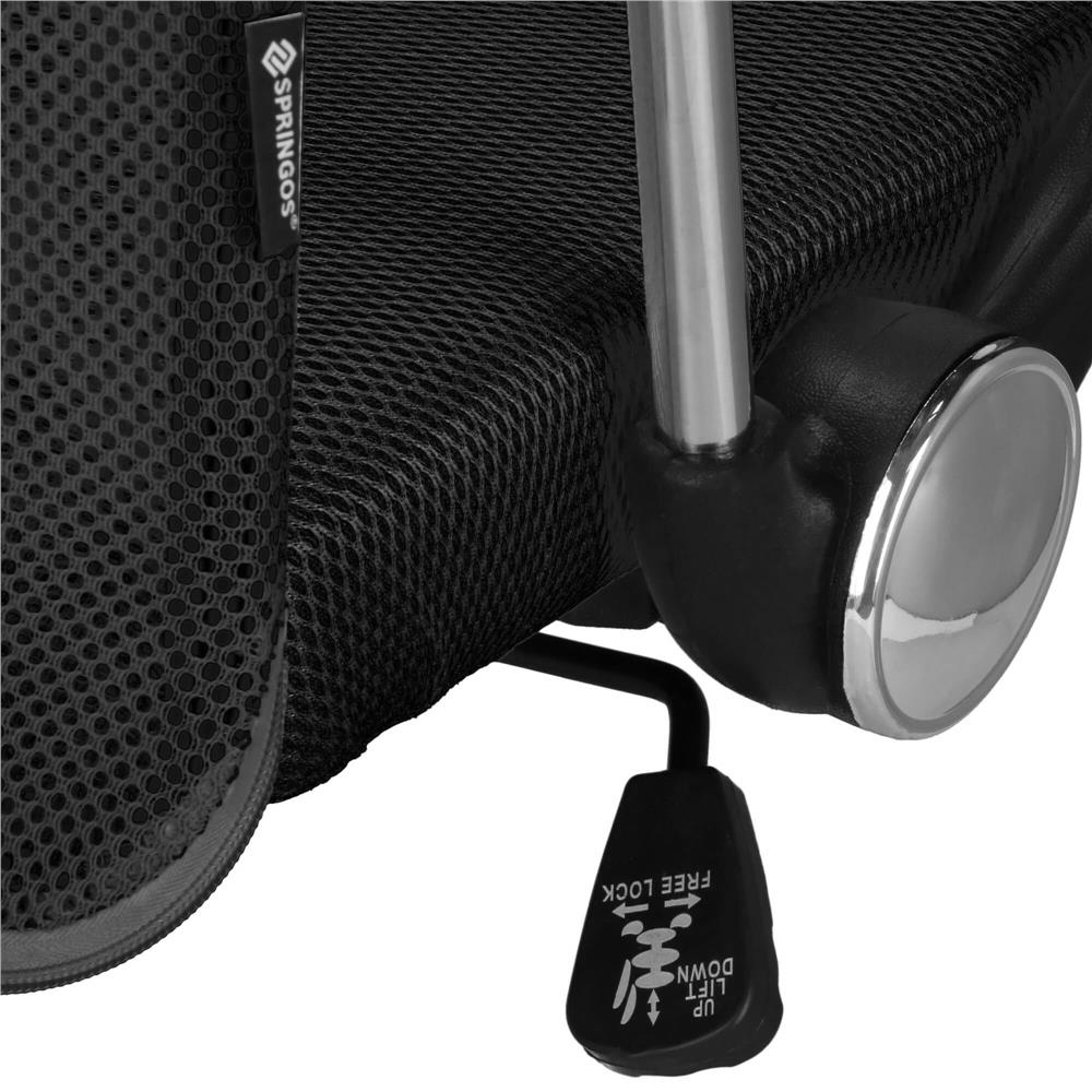 Scaun birou reglabil, ergonomic, cu spatar din microplasa respirabila si baza metalica cromata, 117x58x60 cm, negru