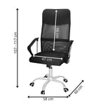 Scaun birou reglabil, ergonomic, cu spatar din microplasa respirabila si baza metalica cromata, 117x58x60 cm, negru