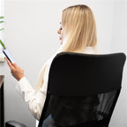 Scaun birou reglabil, ergonomic, cu spatar din microplasa respirabila si baza metalica cromata, 117x58x60 cm, negru