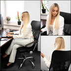 Scaun birou reglabil, ergonomic, cu spatar din microplasa respirabila si baza metalica cromata, 117x58x60 cm, negru