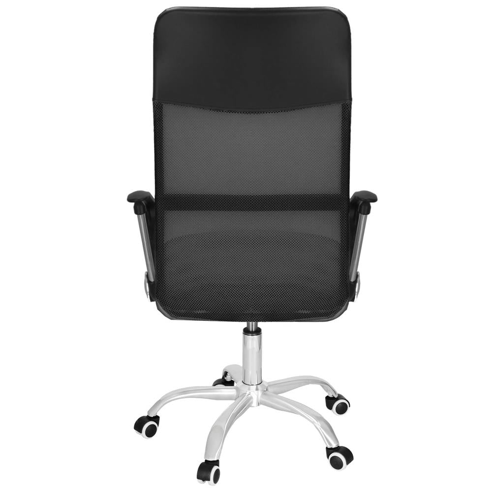 Scaun birou reglabil, ergonomic, cu spatar din microplasa respirabila si baza metalica cromata, 117x58x60 cm, negru