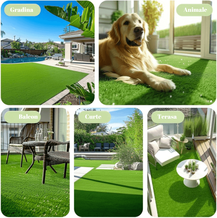 Covor Iarba Artificiala, Tip Gazon, Verde, 30 mm, 10 mp, 200×500 cm