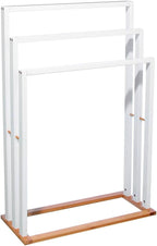 Suport prosoape 5Five Lysandre cu 3 rafturi, 55x24x82 cm, bambus alb