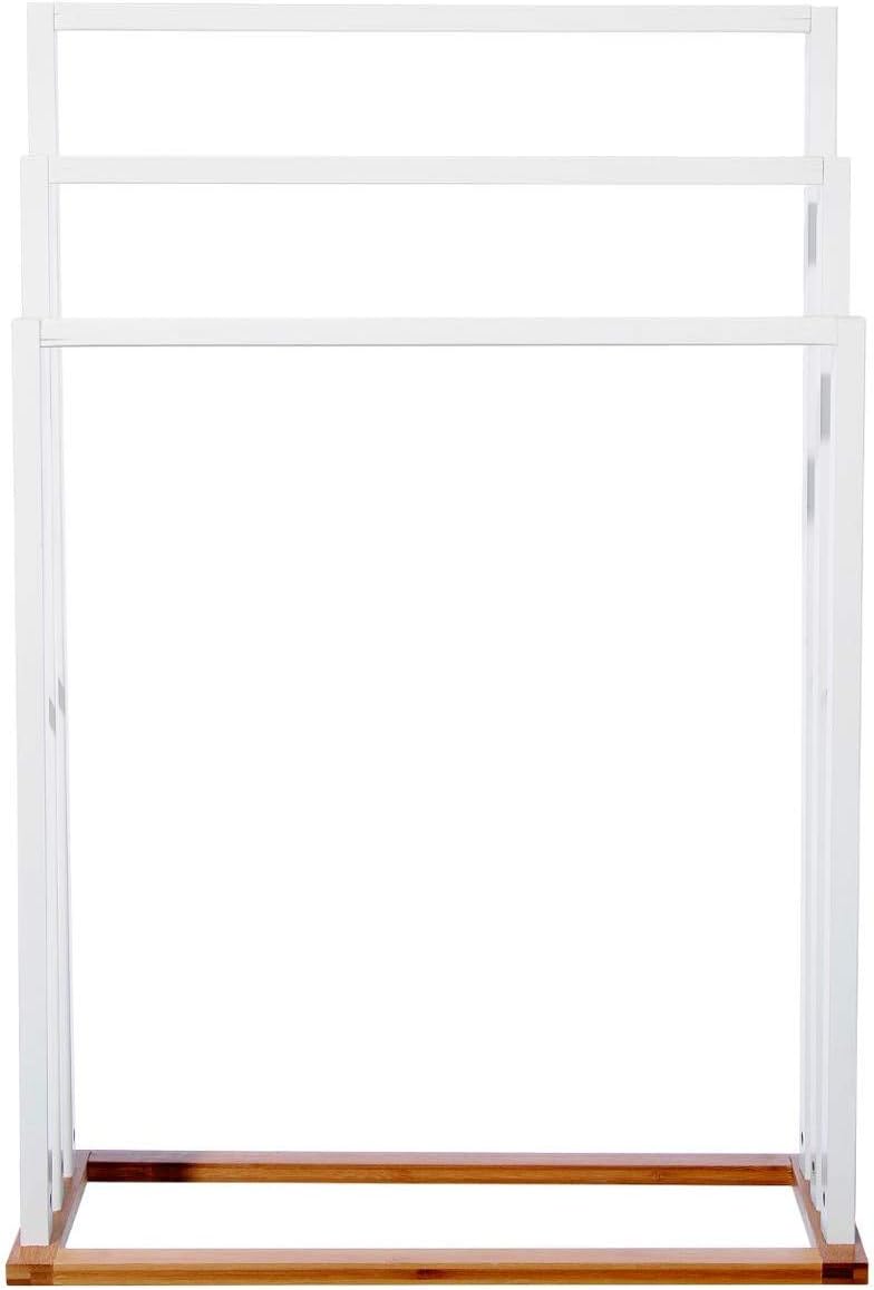 Suport prosoape 5Five Lysandre cu 3 rafturi, 55x24x82 cm, bambus alb