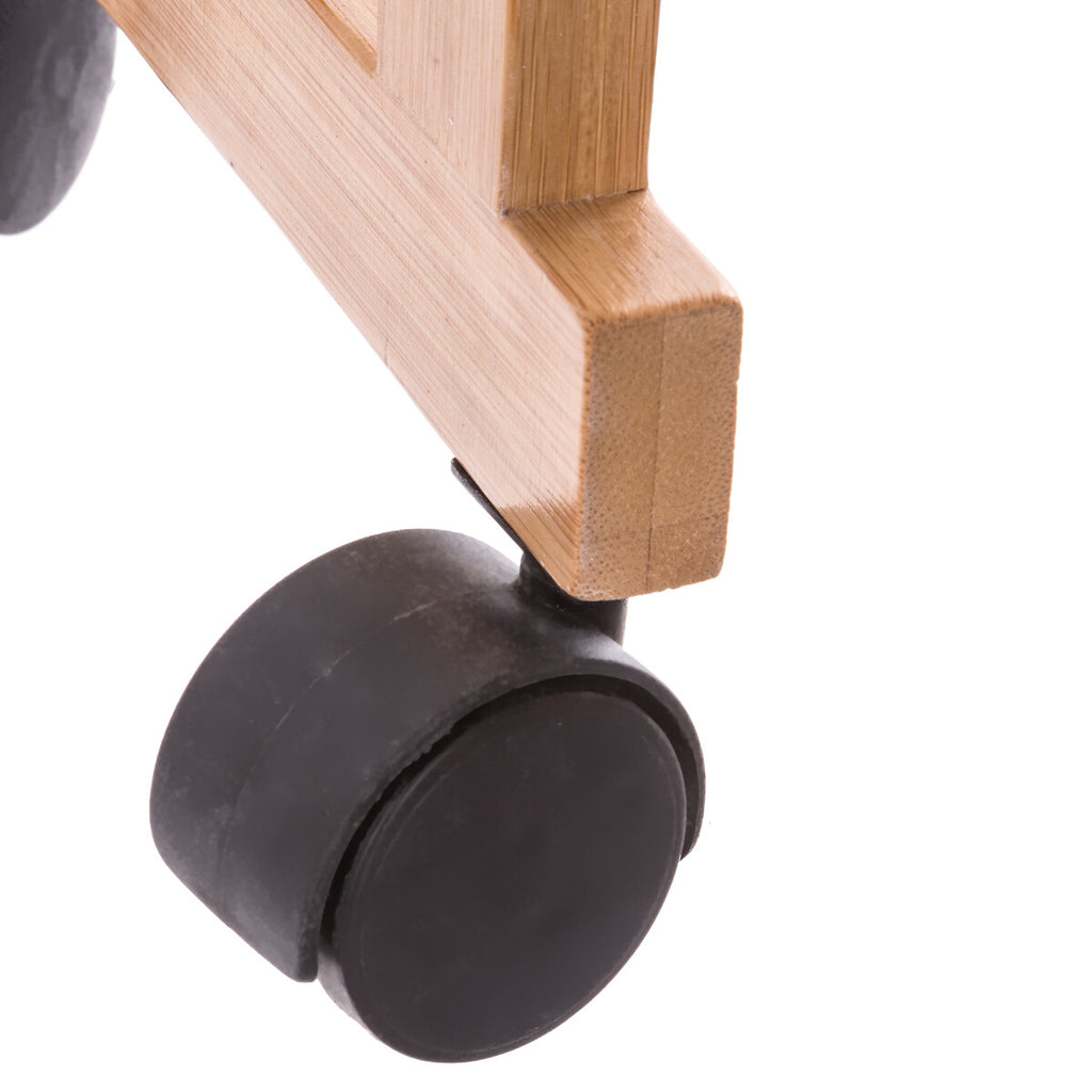 Etajera cu roti Atmosphera Natureo cu 3 niveluri, bambus si MDF, 41x20x81 cm, alb