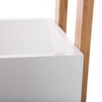 Etajera cu roti Atmosphera Natureo cu 3 niveluri, bambus si MDF, 41x20x81 cm, alb