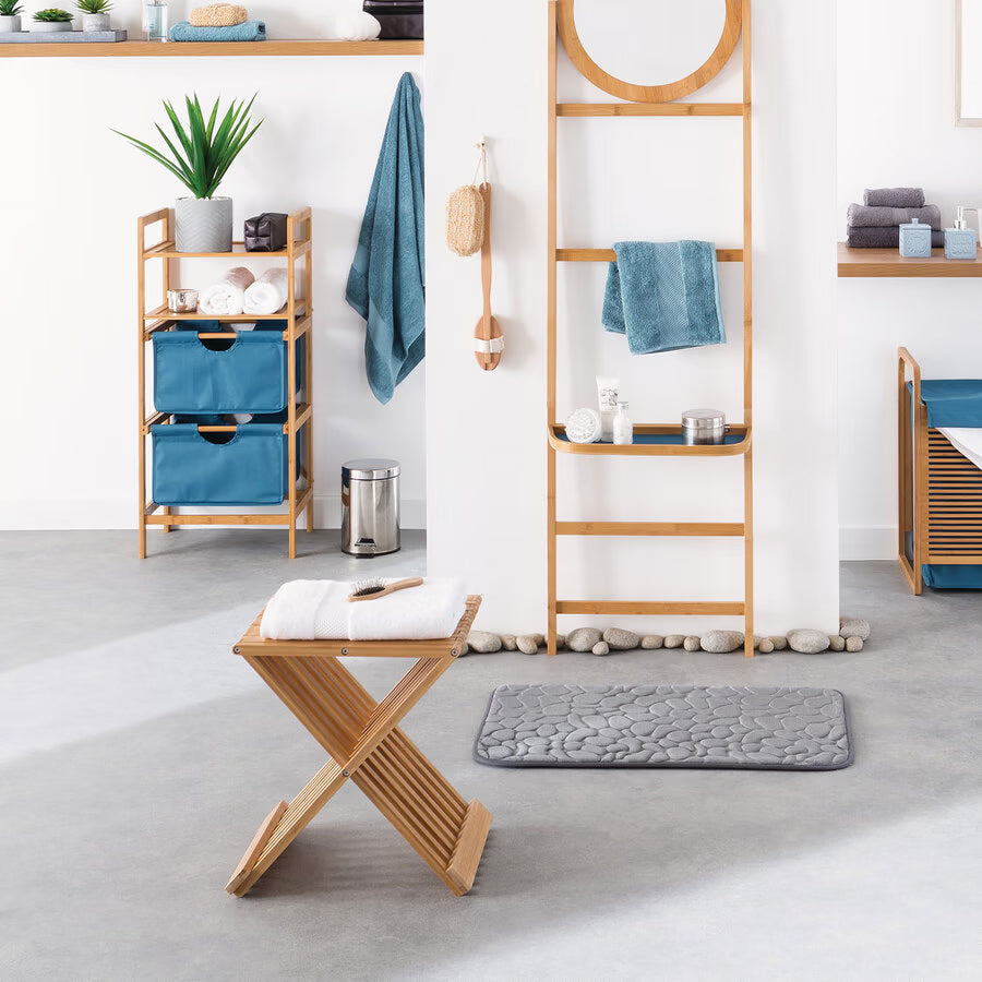 Taburet pliabil 5Five din bambus, 40x32x45 cm, maro caramel