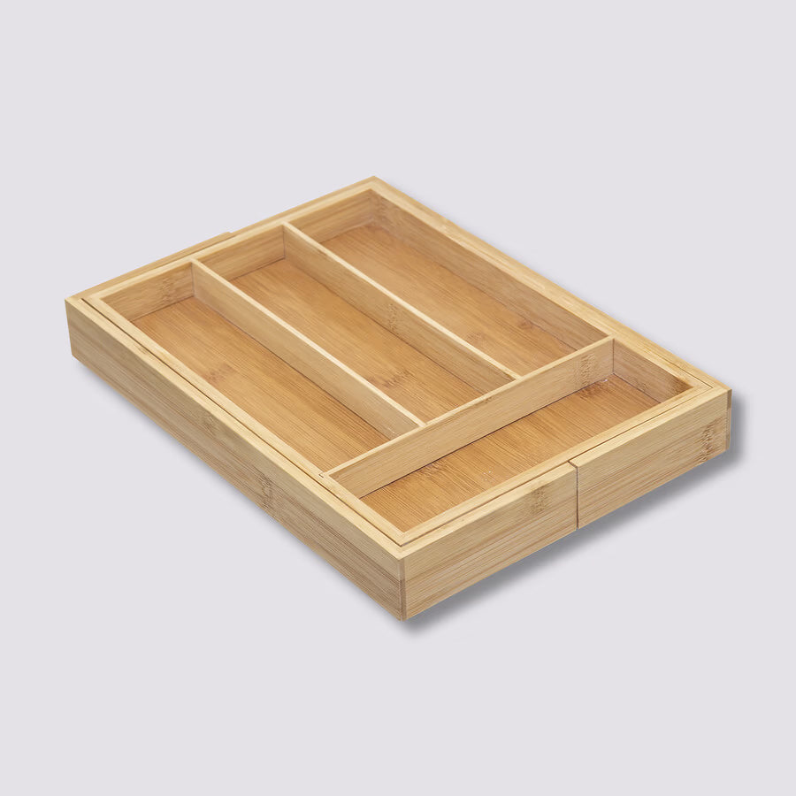 Organizator extensibil tacamuri 5Five din bambus cu 6 compartimente, 35x39x4 cm, natur