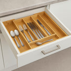 Organizator extensibil tacamuri 5Five din bambus cu 6 compartimente, 35x39x4 cm, natur