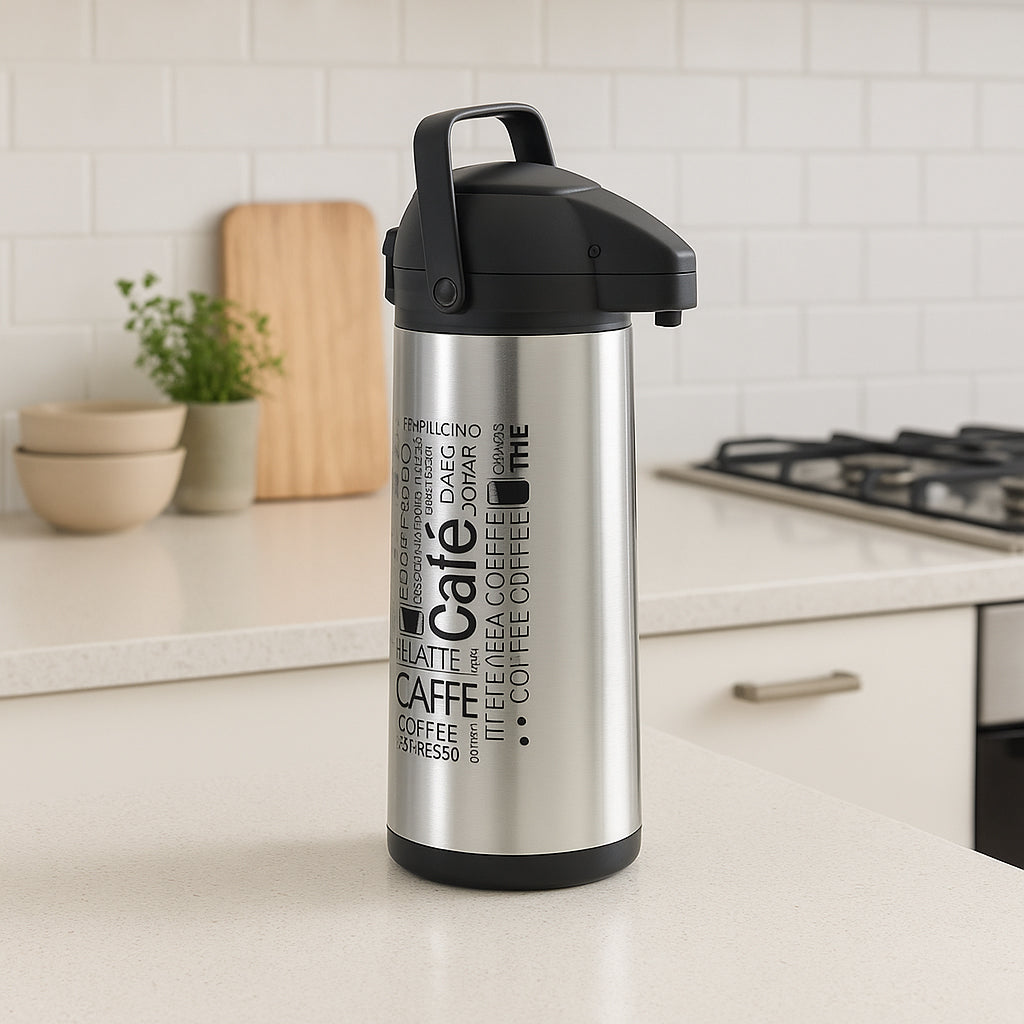 Termos bauturi 5Five Neta, inox, 1.8 litri, 17x13x36 cm, argintiu