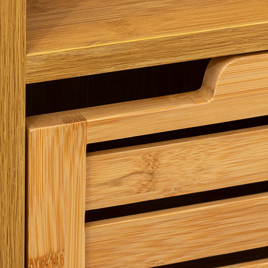 Dulap baza 5Five Sicela cu rafturi, bambus si MDF, 33x28x80 cm, natur