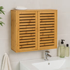 Dulap suspendat 5Five Sicela cu usa si rafturi, bambus si MDF, 52x20x59 cm, natur