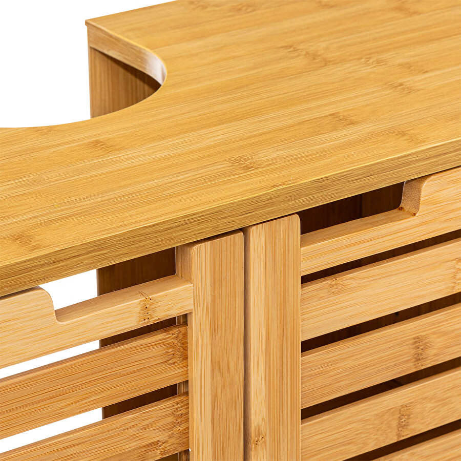 Dulap baie 5Five Sicela pentru lavoar, cu usi si rafturi, bambus si MDF, 60x28x80 cm, natur