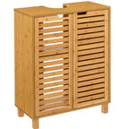 Dulap baie 5Five Sicela pentru lavoar, cu usi si rafturi, bambus si MDF, 60x28x80 cm, natur