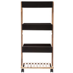 Etajera cu 4 rafturi 5Five Natureo pe roti, MDF si bambus, 40x30x88 cm, negru