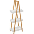 Etajera cu 3 rafturi 5Five Natureo, MDF si bambus, 30x18x82 cm, alb