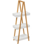 Etajera cu 3 rafturi 5Five Natureo, MDF si bambus, 30x18x82 cm, alb