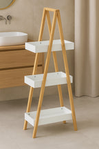 Etajera cu 3 rafturi 5Five Natureo, MDF si bambus, 30x18x82 cm, alb