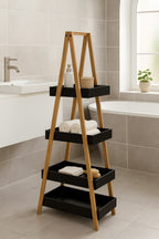 Etajera cu 3 rafturi 5Five Natureo, MDF si bambus, 30x18x82 cm, negru