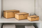 Set 3 cutii dreptunghiulare 5Five din bambus, marimi S-M-L, 32x25x16 cm, natur