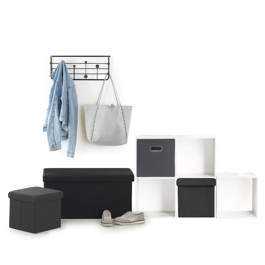 Taburet pliabil 5Five patrat cu spatiu de depozitare, MDF, 31x31x31 cm, gri