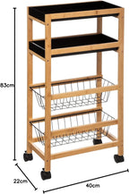 Carucior 5Five Blackwood cu 3 niveluri, bambus si MDF, 41x22x83 cm, natur si negru