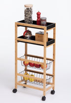 Carucior 5Five Blackwood cu 3 niveluri, bambus si MDF, 41x22x83 cm, natur si negru