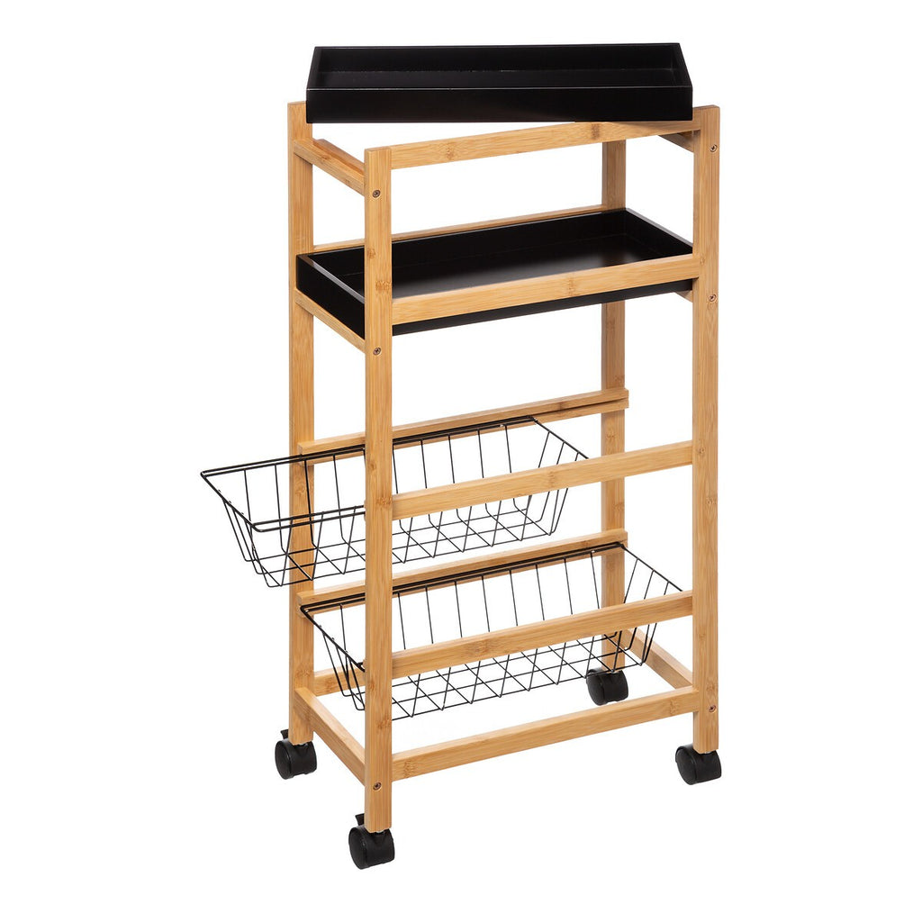 Carucior 5Five Blackwood cu 3 niveluri, bambus si MDF, 41x22x83 cm, natur si negru