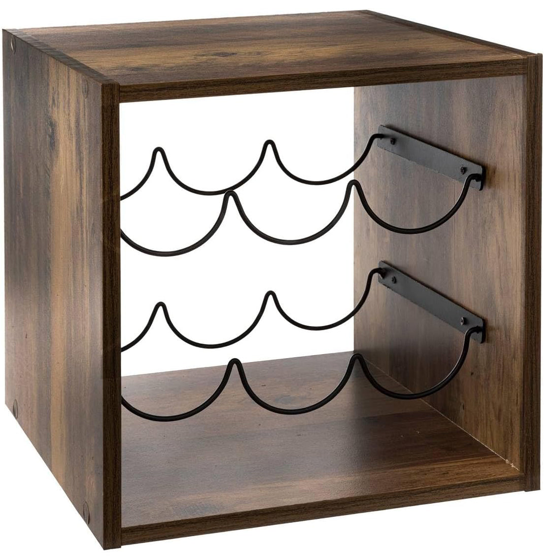 Suport sticle vin 5Five Mix n'Modul stil industrial, PAL, 31x31x31 cm, maro