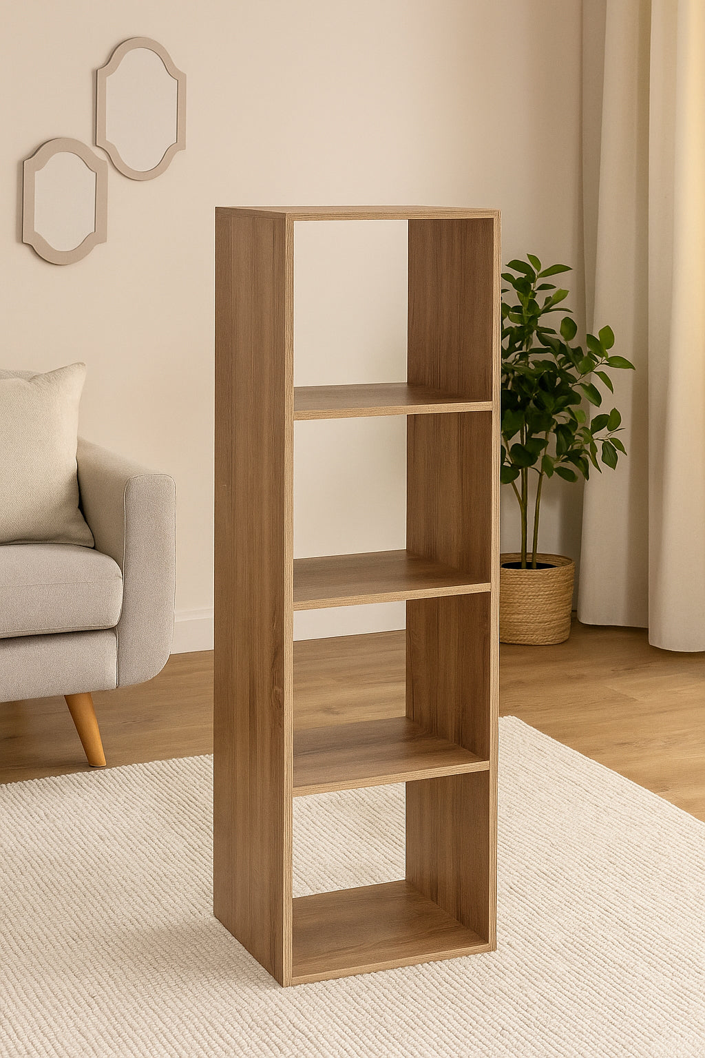 Biblioteca 5Five Mix n'Modul cu 4 compartimente, 35x32x134 cm, bej