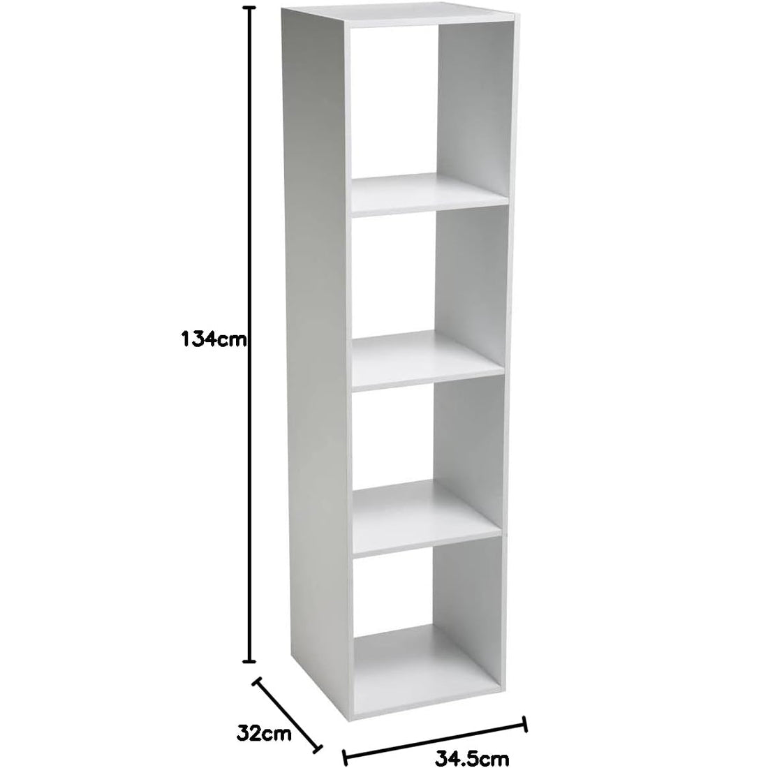 Biblioteca 5Five Mix n'Modul cu 4 compartimente, 35x32x134 cm, alb