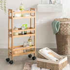 Etajera mobila cu 3 niveluri 5Five Bambou, din bambus, 36x15x74 cm, bej