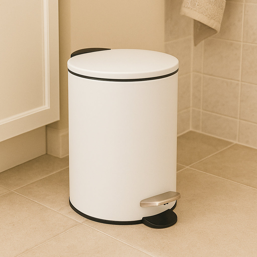 Cos gunoi 5Five Colors Cotton cu pedala si inchidere soft-close, otel, 3 L, 23x23x17 cm, alb