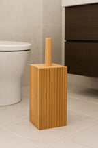 Perie toaleta 5Five Terre Inconnue cu suport cilindric, bambus si polipropilena, 10x10x38 cm, natur
