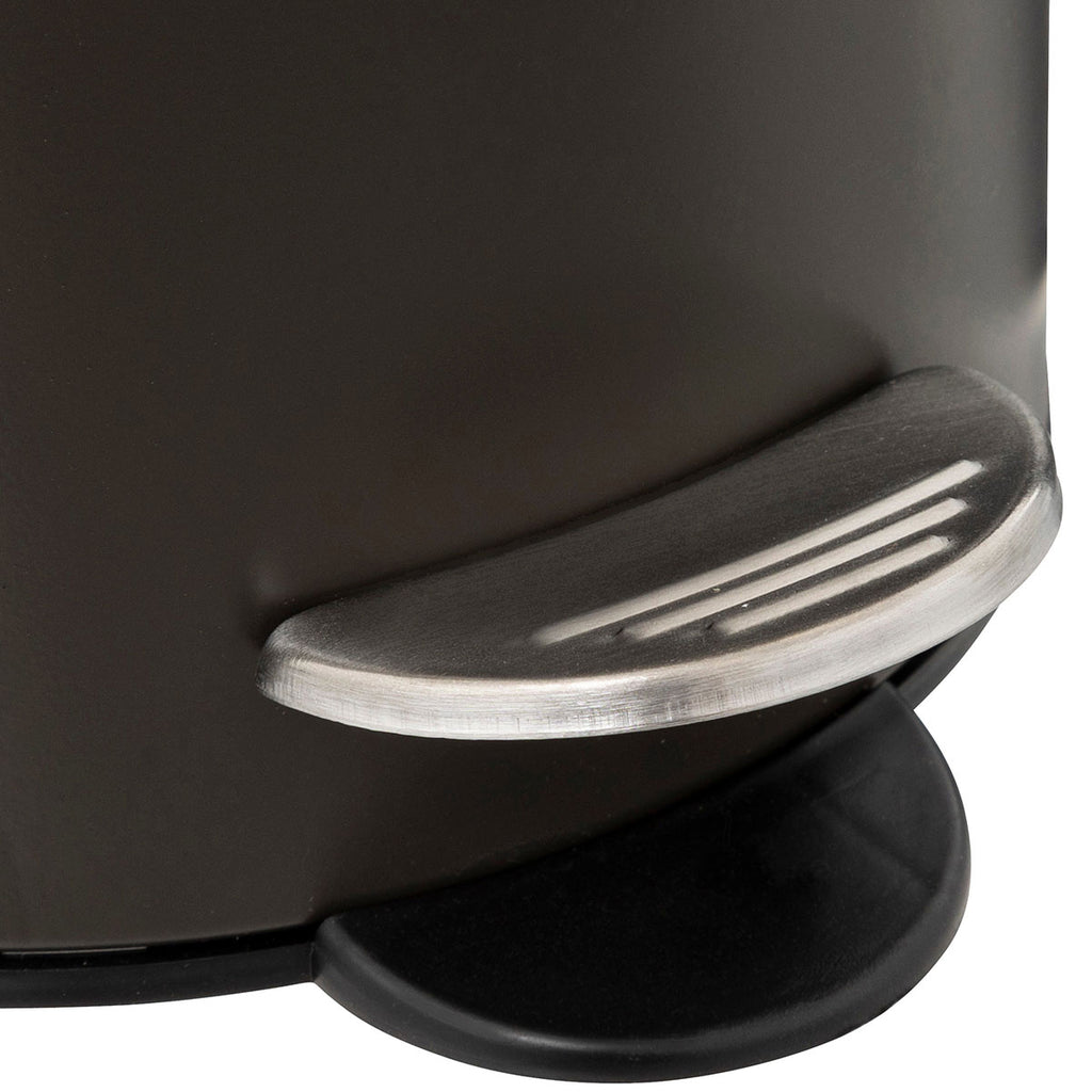 Cos gunoi 5Five Modern Color cu capac bambus si sistem soft-close, otel, polipropilena si bambus, 3L, 22x17x23 cm, negru