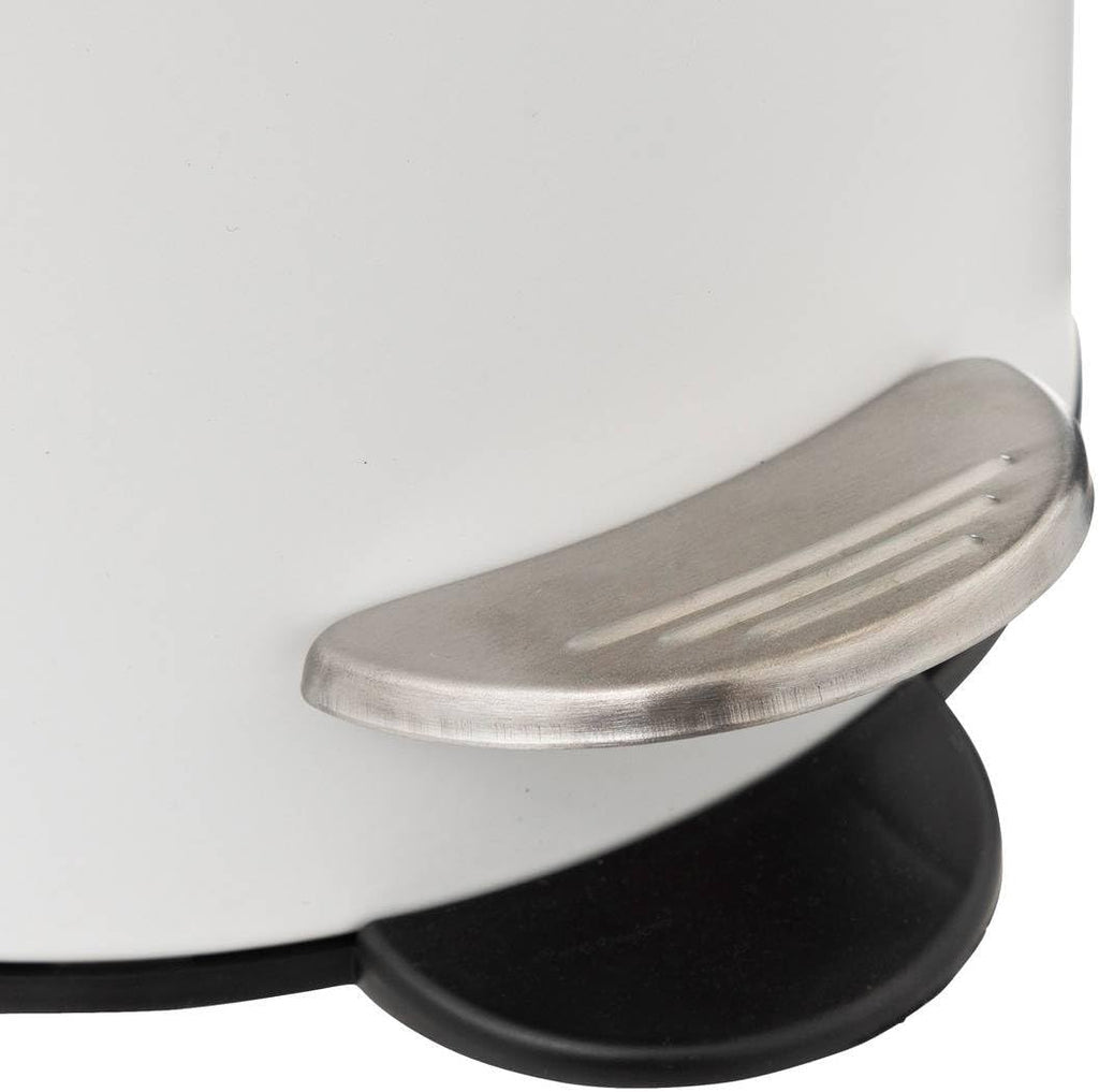 Cos gunoi 5Five Modern Color cu capac bambus si sistem soft-close, otel, polipropilena si bambus, 3L, 22x17x23 cm, alb