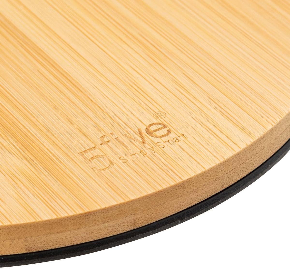 Cos gunoi 5Five Modern Color cu capac bambus si sistem soft-close, otel, polipropilena si bambus, 3L, 22x17x23 cm, alb