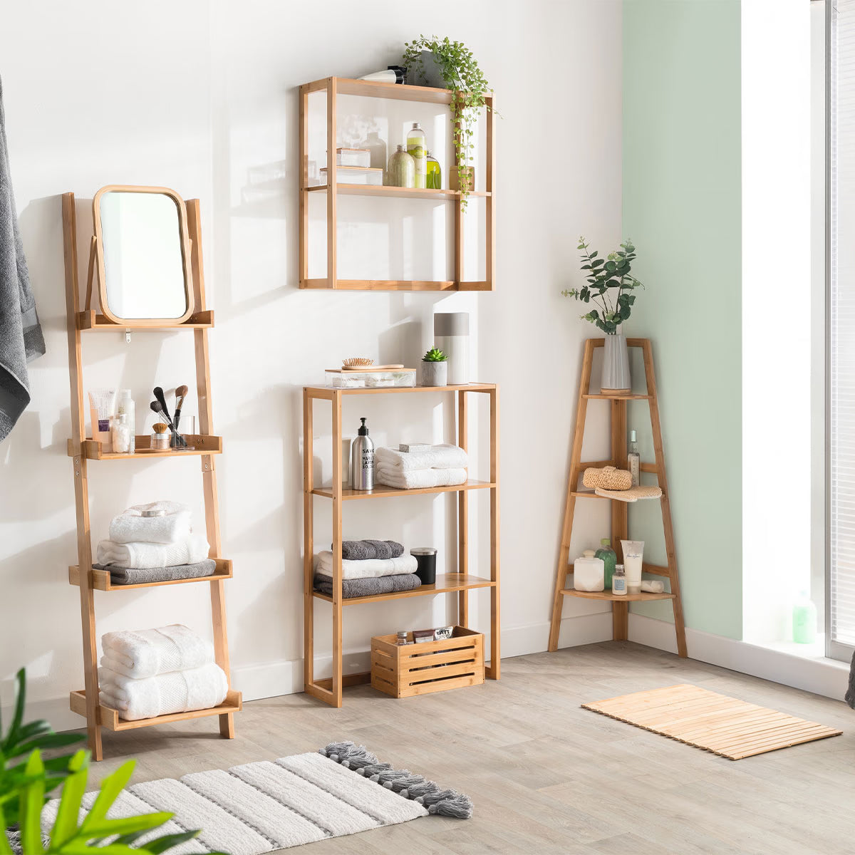 Cos depozitare 5Five din bambus masiv, 15x31x15 cm, natur