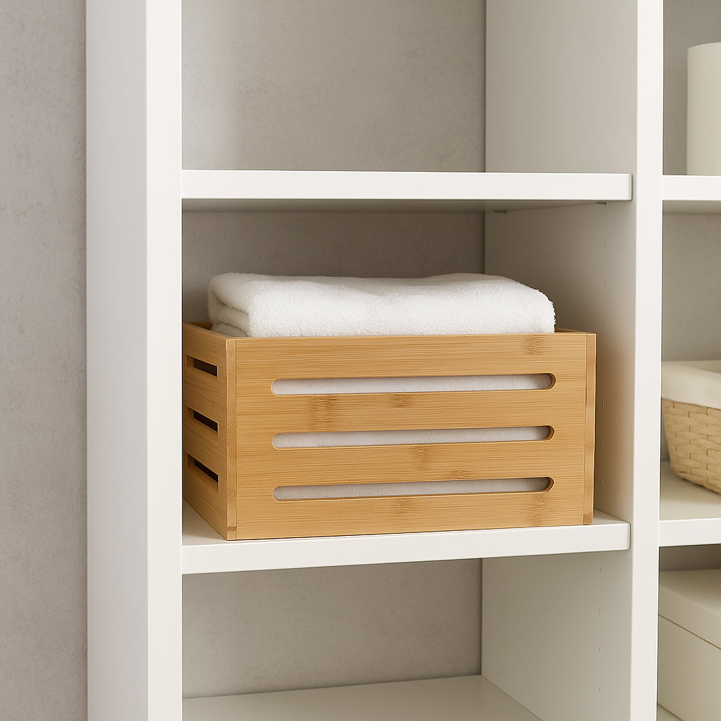 Cos depozitare 5Five din bambus masiv, 31x15x31 cm, natur