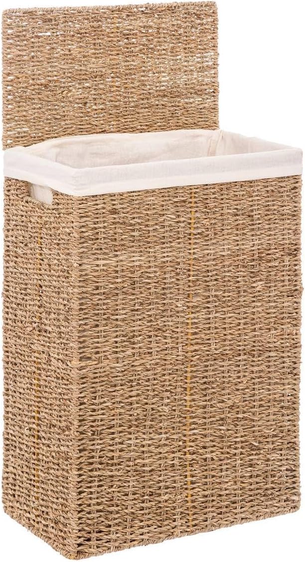 Cos rufe 5Five din trestie impletita, cadru metalic, 40 litri, 37x22x55 cm, maro