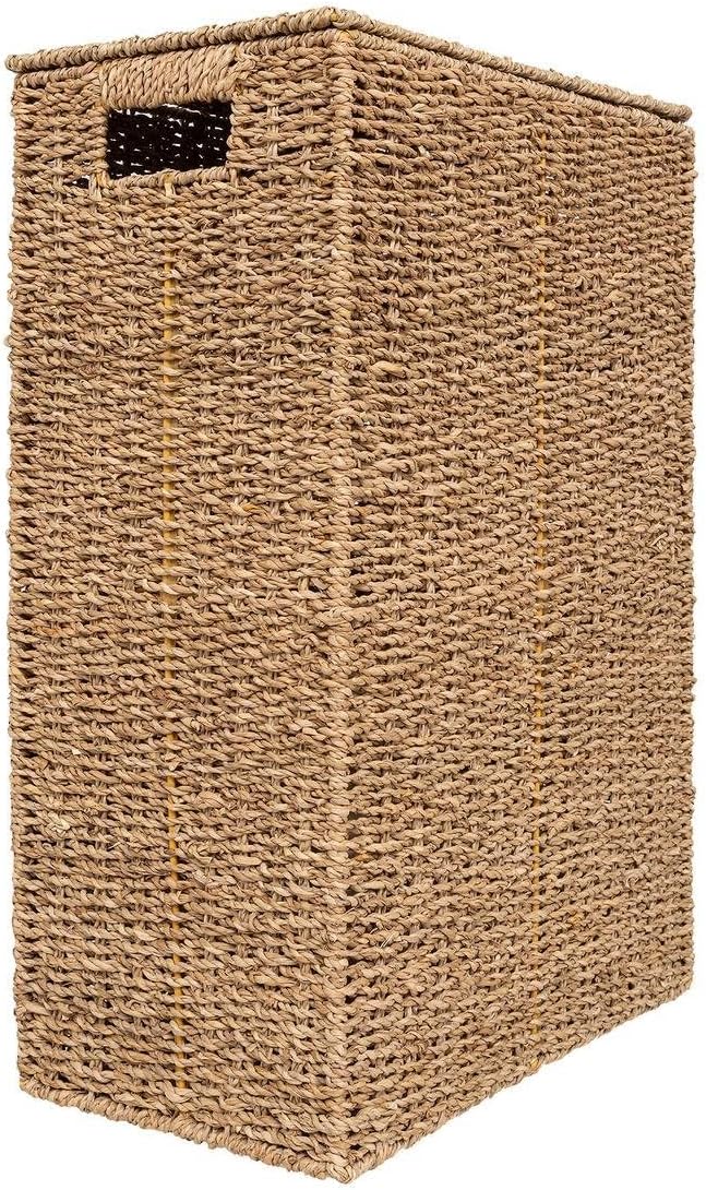 Cos rufe 5Five din trestie impletita, cadru metalic, 40 litri, 37x22x55 cm, maro