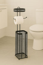 Suport hartie igienica 5Five Mayaj cu spatiu depozitare, otel, 17x16x73 cm, negru