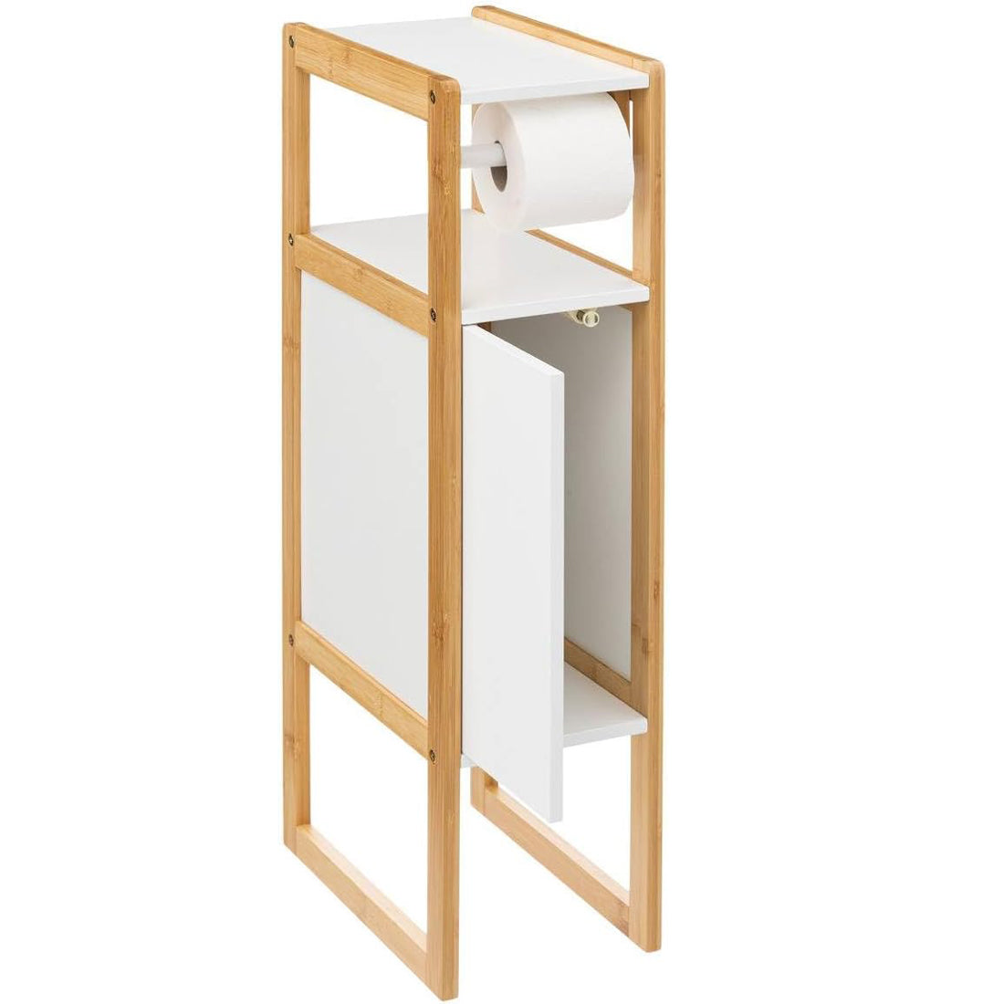 Suport hartie igienica 5Five Natureo cu dulapior, MDF, 33x20x80 cm, alb