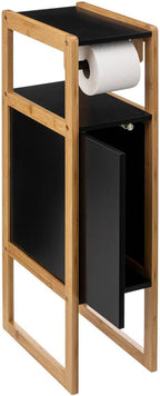 Suport hartie igienica 5Five Natureo cu dulapior, MDF, 33x20x80 cm, negru