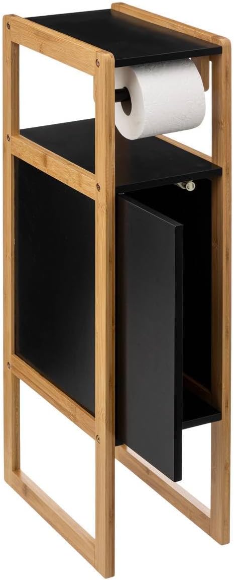 Suport hartie igienica 5Five Natureo cu dulapior, MDF, 33x20x80 cm, negru