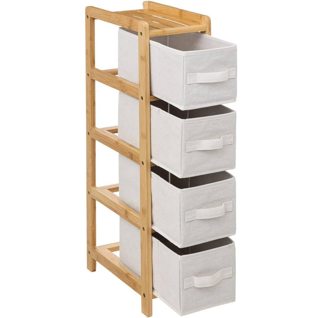 Dulap 5Five Tidy Box cu 5 rafturi, carton presat si bambus, 33x19x78 cm, bej
