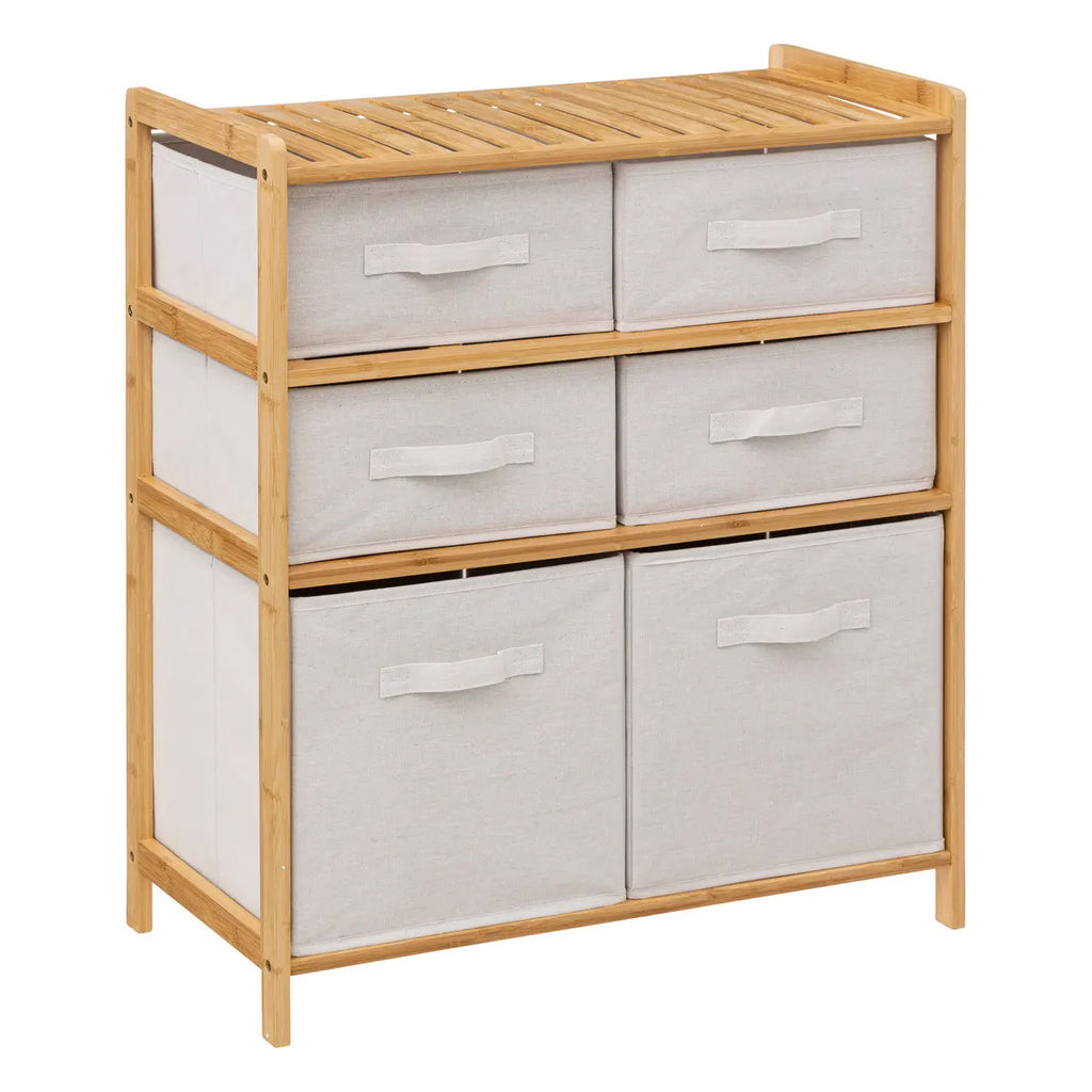 Etajera dubla 5Five Tidy Box, 6 compartimente, 66x33x78 cm, natur
