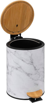 Cos de gunoi cu pedala 5Five Lea cu inchidere soft-close, PP si otel, 17x25 cm, alb