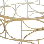 Masa cafea Atmosphera Artifice rotunda, sticla si metal, 71x41 cm, auriu