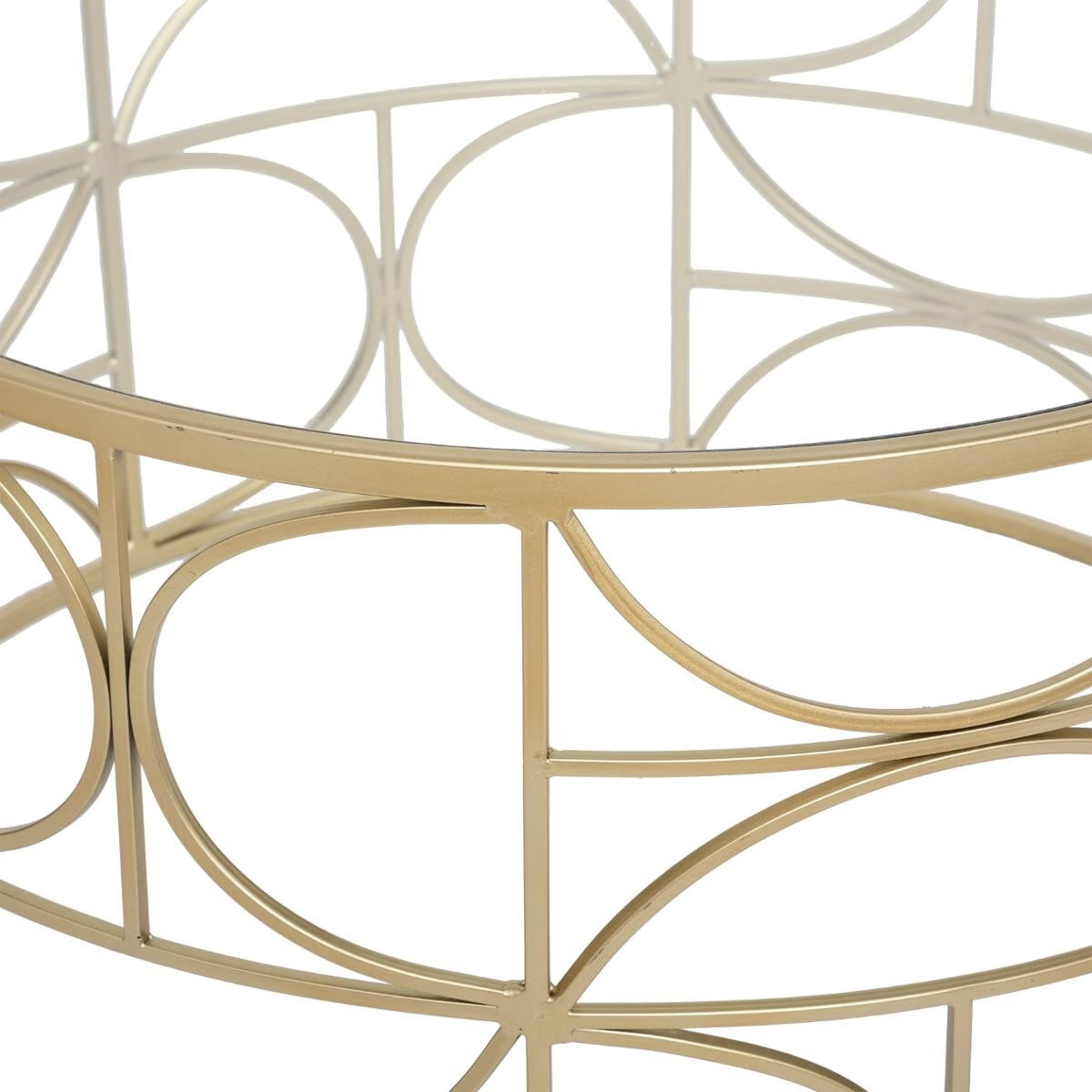 Masa cafea Atmosphera Artifice rotunda, sticla si metal, 71x41 cm, auriu